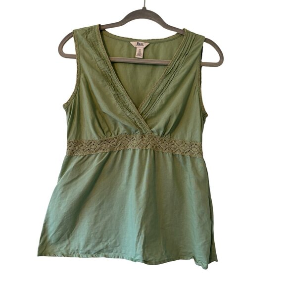 Bass Tops - Bass Womens Empire Green Sleeveless Linen Cotton Top Size M Y2K VTG